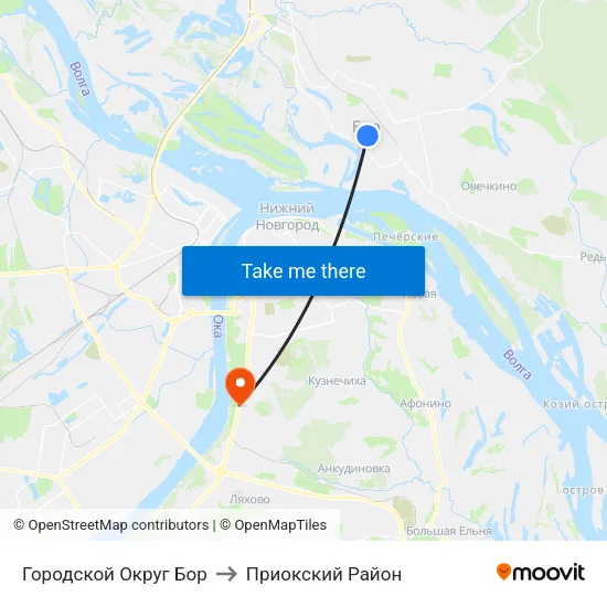 Городской Округ Бор to Приокский Район map