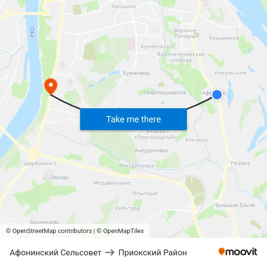 Афонинский Сельсовет to Приокский Район map