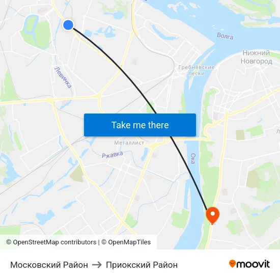 Московский Район to Приокский Район map