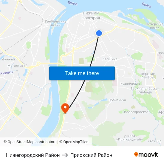 Нижегородский Район to Приокский Район map