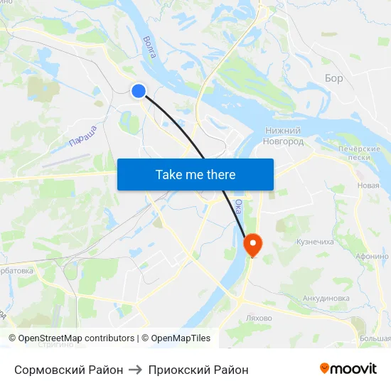 Сормовский Район to Приокский Район map