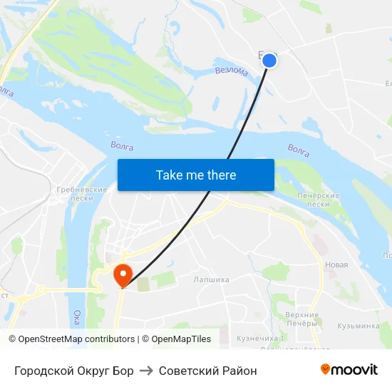 Городской Округ Бор to Советский Район map