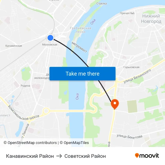 Канавинский Район to Советский Район map