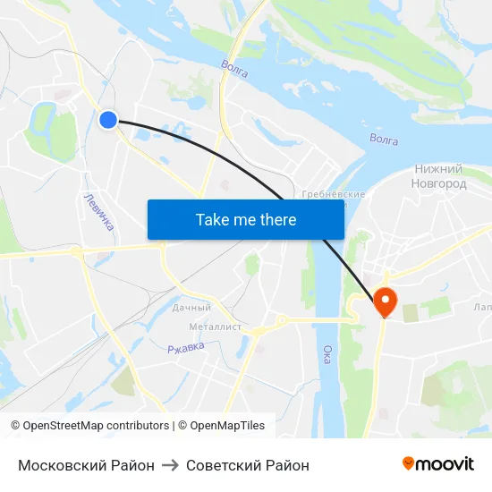 Московский Район to Советский Район map