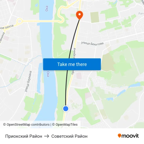 Приокский Район to Советский Район map