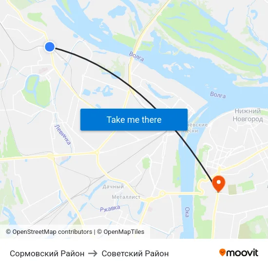 Сормовский Район to Советский Район map