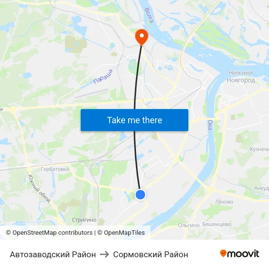 Автозаводский Район to Сормовский Район map