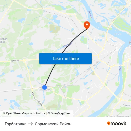 Горбатовка to Сормовский Район map