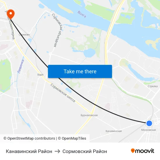 Канавинский Район to Сормовский Район map