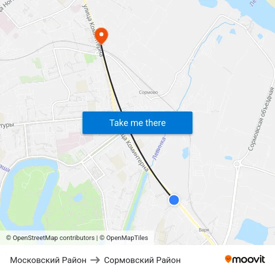 Московский Район to Сормовский Район map