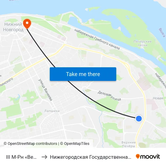 III М-Рн «Верхние Печёры» to Нижегородская Государственная Консерватория Им. М.И. Глинки map
