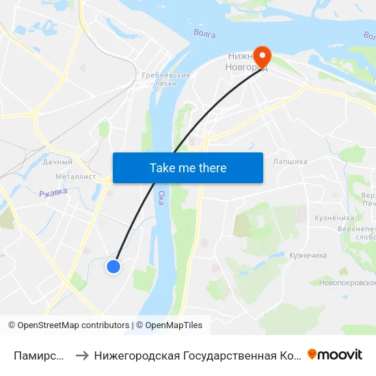 Памирская Улица to Нижегородская Государственная Консерватория Им. М.И. Глинки map