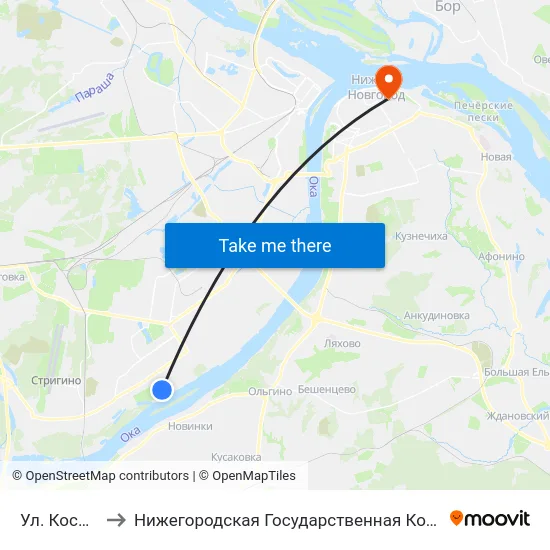 Ул. Космическая to Нижегородская Государственная Консерватория Им. М.И. Глинки map