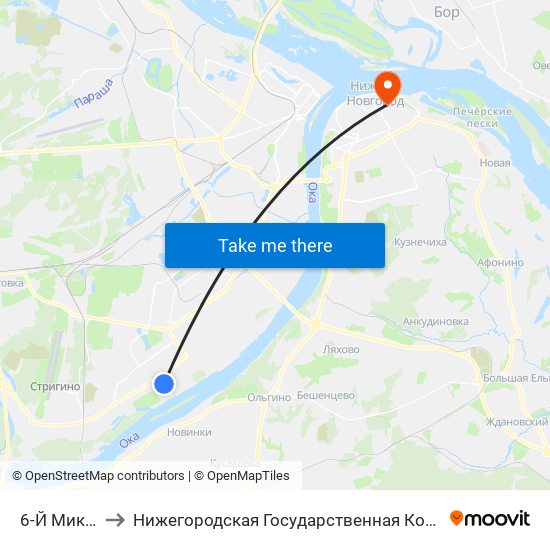 6-Й Микрорайон to Нижегородская Государственная Консерватория Им. М.И. Глинки map