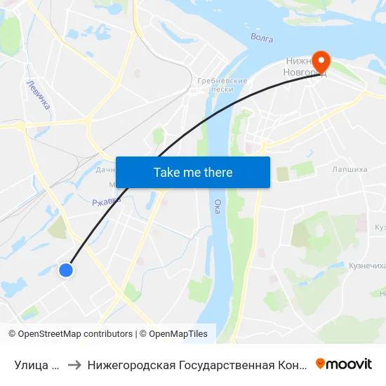 Улица Прямая to Нижегородская Государственная Консерватория Им. М.И. Глинки map