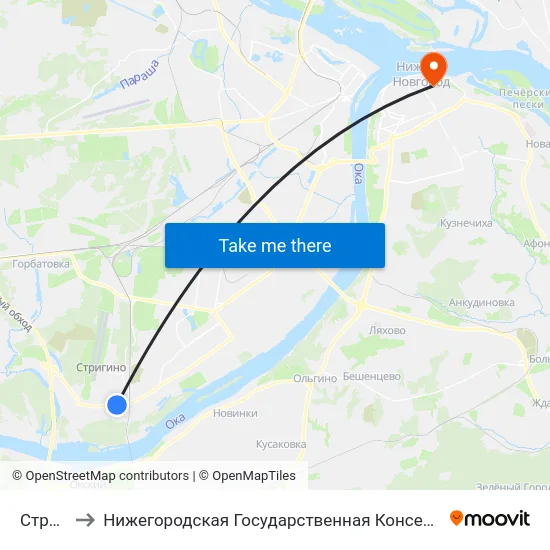 Стригино to Нижегородская Государственная Консерватория Им. М.И. Глинки map