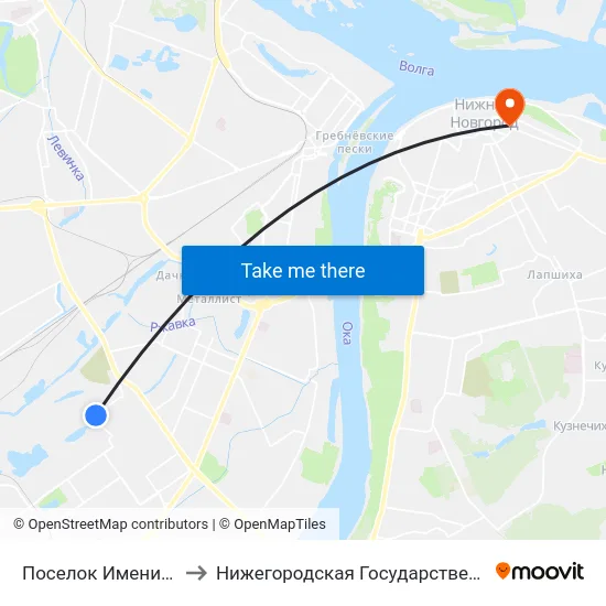 Поселок Имени Парижской Коммуны to Нижегородская Государственная Консерватория Им. М.И. Глинки map