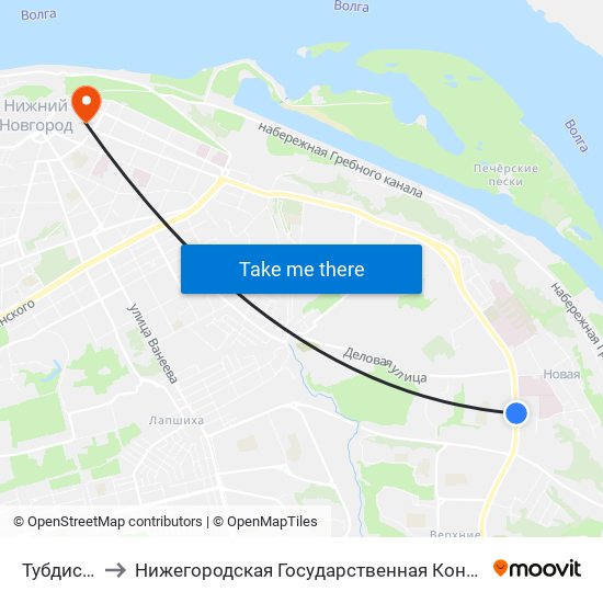 Тубдиспансер to Нижегородская Государственная Консерватория Им. М.И. Глинки map