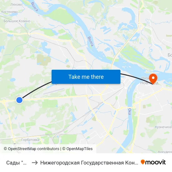 Сады "Березка" to Нижегородская Государственная Консерватория Им. М.И. Глинки map