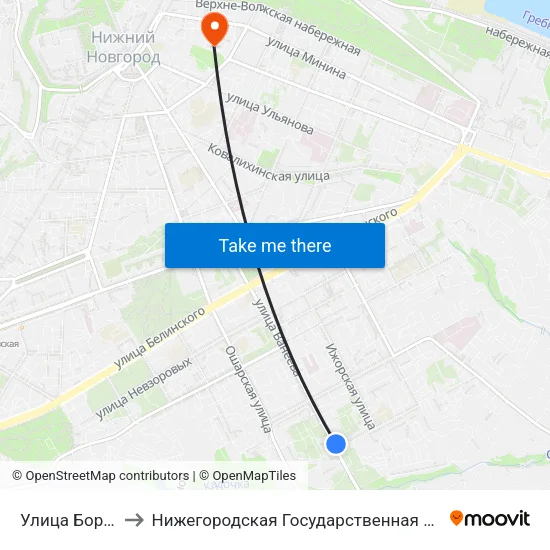 Улица Бориса Панина to Нижегородская Государственная Консерватория Им. М.И. Глинки map