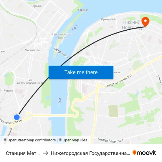 Станция Метро «Ленинская» to Нижегородская Государственная Консерватория Им. М.И. Глинки map