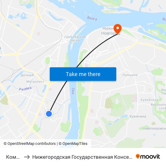 Комарова to Нижегородская Государственная Консерватория Им. М.И. Глинки map