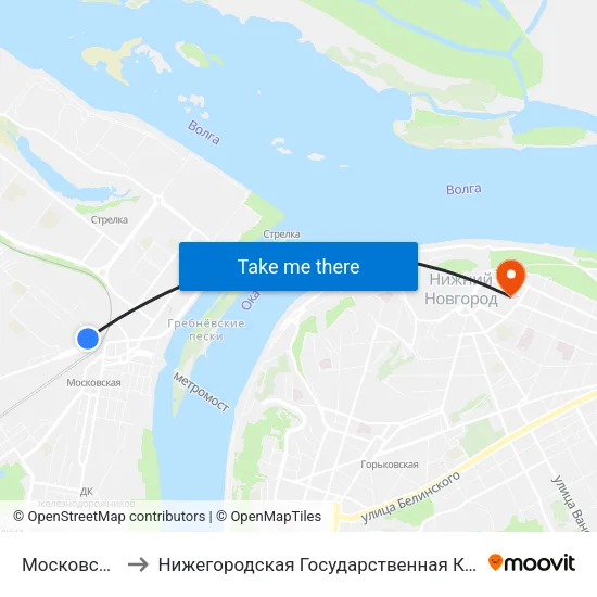 Московский Вокзал to Нижегородская Государственная Консерватория Им. М.И. Глинки map