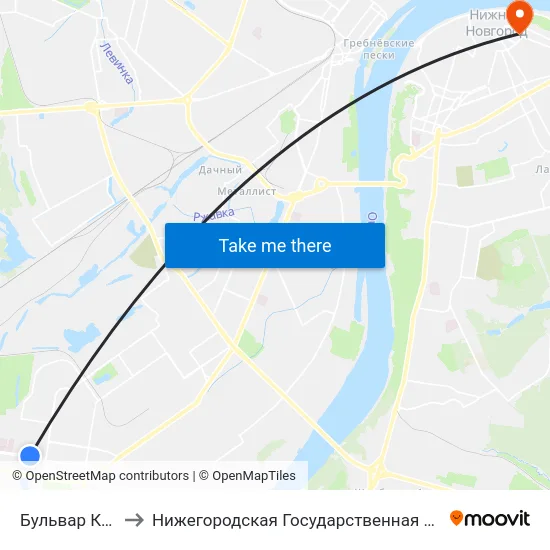 Бульвар Коноваленко to Нижегородская Государственная Консерватория Им. М.И. Глинки map