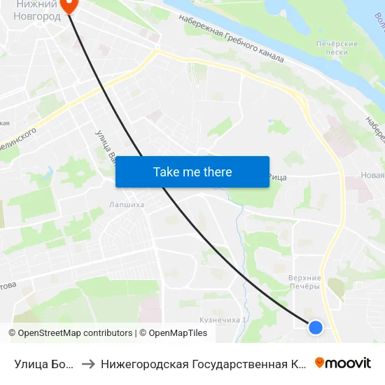 Улица Богдановича to Нижегородская Государственная Консерватория Им. М.И. Глинки map