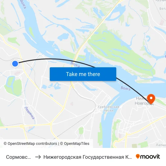 Сормовский Рынок to Нижегородская Государственная Консерватория Им. М.И. Глинки map