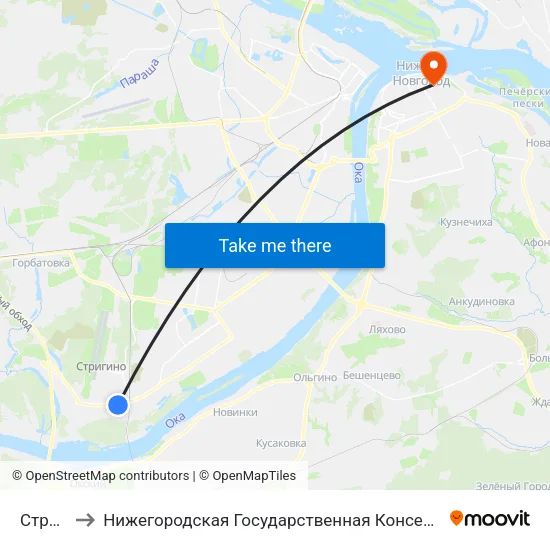 Стригино to Нижегородская Государственная Консерватория Им. М.И. Глинки map
