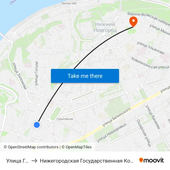 Улица Горького to Нижегородская Государственная Консерватория Им. М.И. Глинки map