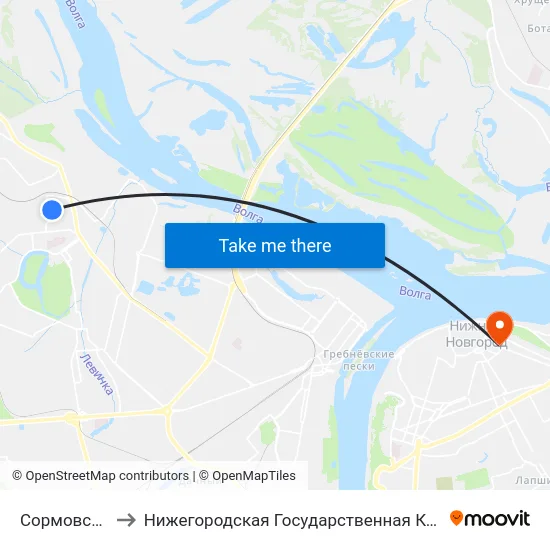 Сормовский Рынок to Нижегородская Государственная Консерватория Им. М.И. Глинки map
