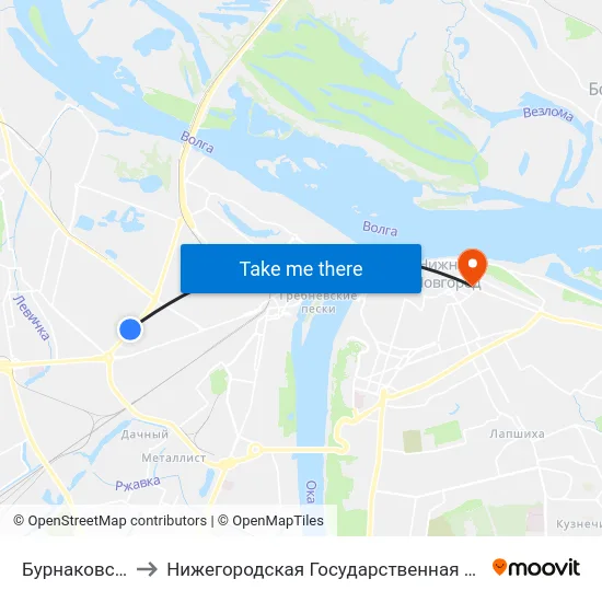 Бурнаковский Проезд to Нижегородская Государственная Консерватория Им. М.И. Глинки map