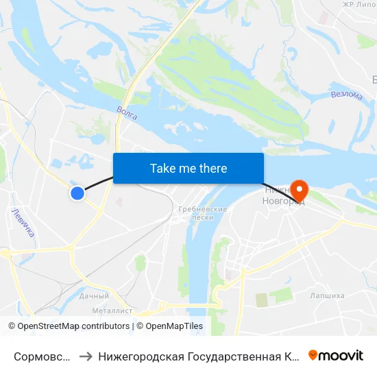 Сормовское Шоссе to Нижегородская Государственная Консерватория Им. М.И. Глинки map