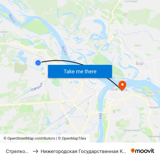 Стрелковая Улица to Нижегородская Государственная Консерватория Им. М.И. Глинки map