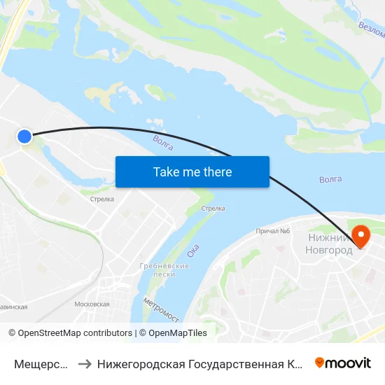 Мещерское Озеро to Нижегородская Государственная Консерватория Им. М.И. Глинки map
