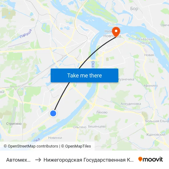 Автомеханическая to Нижегородская Государственная Консерватория Им. М.И. Глинки map