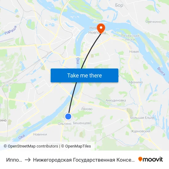 Ипподром to Нижегородская Государственная Консерватория Им. М.И. Глинки map