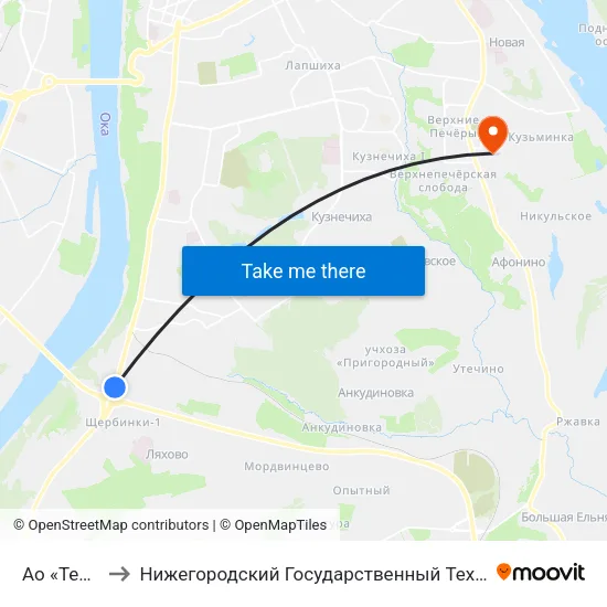 Ао «Термаль» to Нижегородский Государственный Технический Университет map