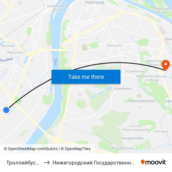 Троллейбусное Депо №3 to Нижегородский Государственный Технический Университет map
