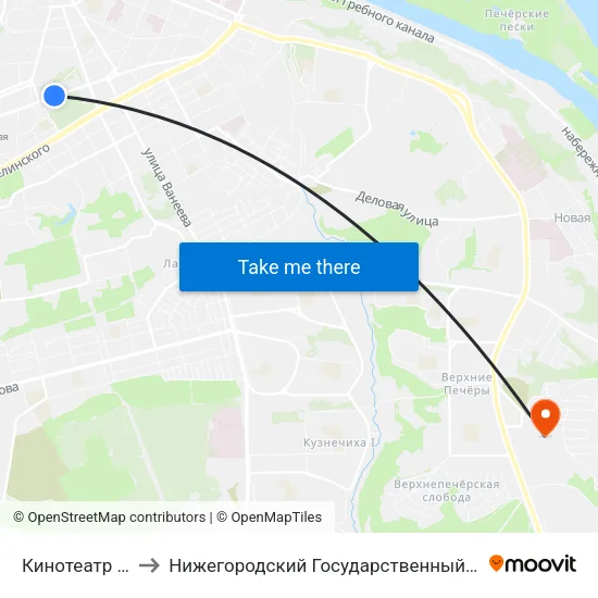 Кинотеатр «Спутник» to Нижегородский Государственный Технический Университет map