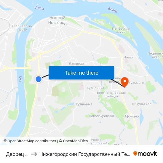 Дворец Спорта to Нижегородский Государственный Технический Университет map