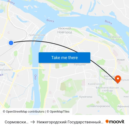 Сормовский Поворот to Нижегородский Государственный Технический Университет map