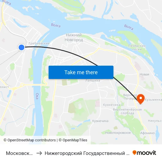 Московский Вокзал to Нижегородский Государственный Технический Университет map