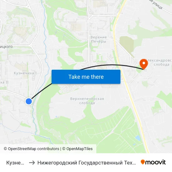 Кузнечиха-2 to Нижегородский Государственный Технический Университет map