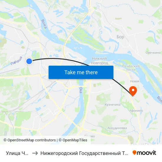 Улица Чаадаева to Нижегородский Государственный Технический Университет map