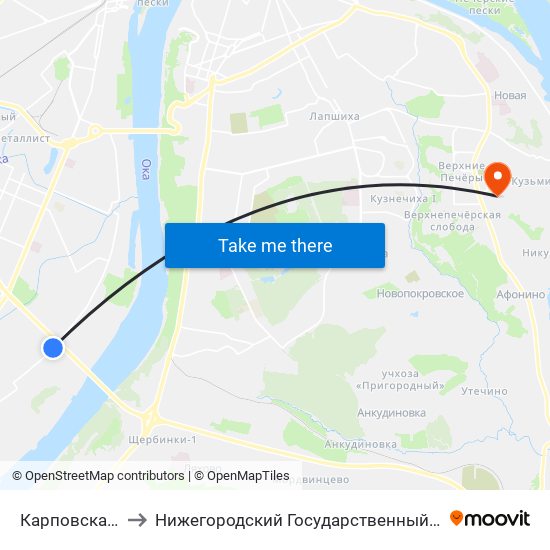 Карповская Церковь to Нижегородский Государственный Технический Университет map