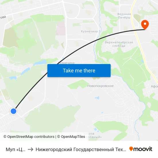 Муп «Цветы» to Нижегородский Государственный Технический Университет map