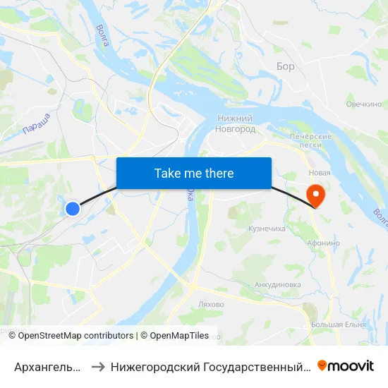 Архангельская Улица to Нижегородский Государственный Технический Университет map